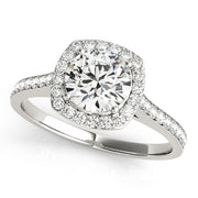 Diamond Halo Engagement Ring in Premium Setting