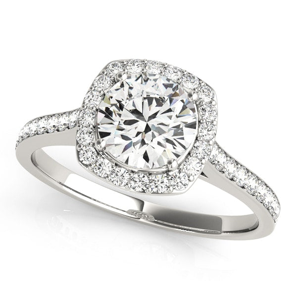 18K White Gold 1 1/3 ct tw Halo Diamond Engagement Ring
