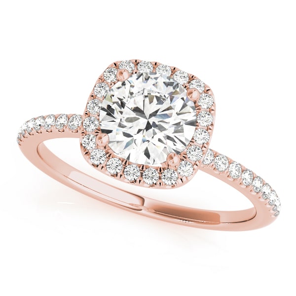 18K Rose Gold 1 1/5 ct tw Halo Diamond Engagement Ring
