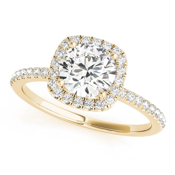 14K Yellow Gold 1 1/5 ct tw Halo Diamond Engagement Ring