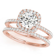14K Rose Gold 1 1/5 ct tw Halo Diamond Engagement Ring