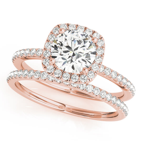 14K Rose Gold 1 1/5 ct tw Halo Diamond Engagement Ring