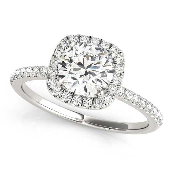 14K White Gold 1 1/5 ct tw Halo Diamond Engagement Ring