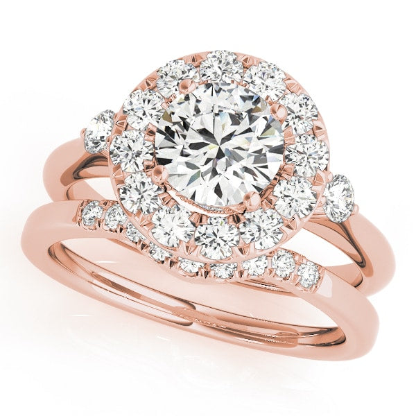 14K Rose Gold 1 3/8 ct tw Halo Diamond Engagement Ring