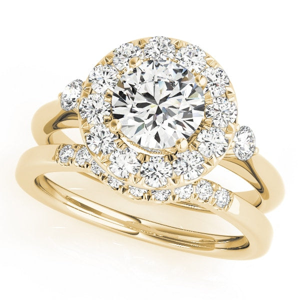 14K Yellow Gold 1 3/8 ct tw Halo Diamond Engagement Ring