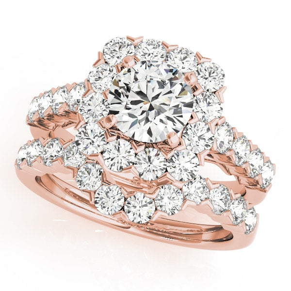 14K Rose Gold 2 1/4 ct tw Halo Diamond Engagement Ring
