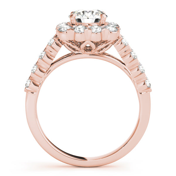 14K Rose Gold 2 1/4 ct tw Halo Diamond Engagement Ring