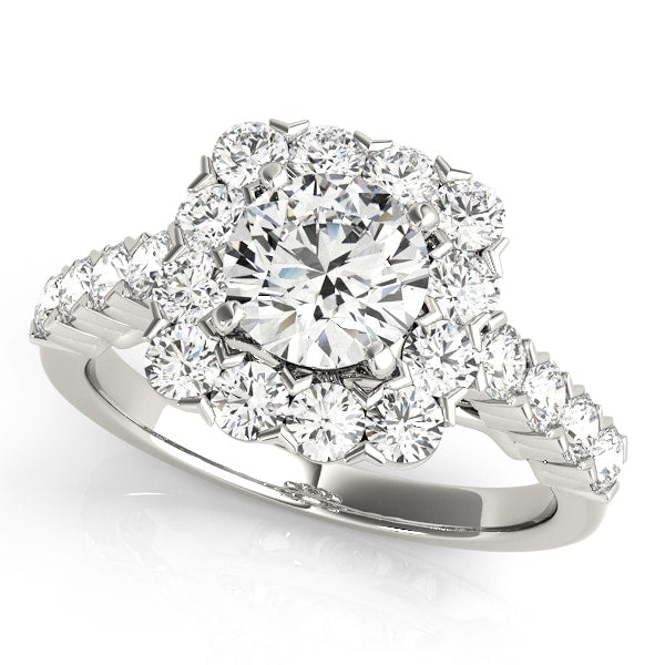 18K White Gold 2 1/4 ct tw Halo Diamond Engagement Ring
