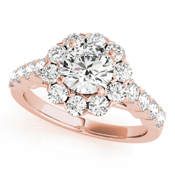 18K Rose Gold Diamond Halo Engagement Ring 2.17 ctw