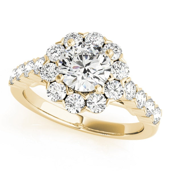 14K Yellow Gold 2 1/6 ct tw Halo Diamond Engagement Ring