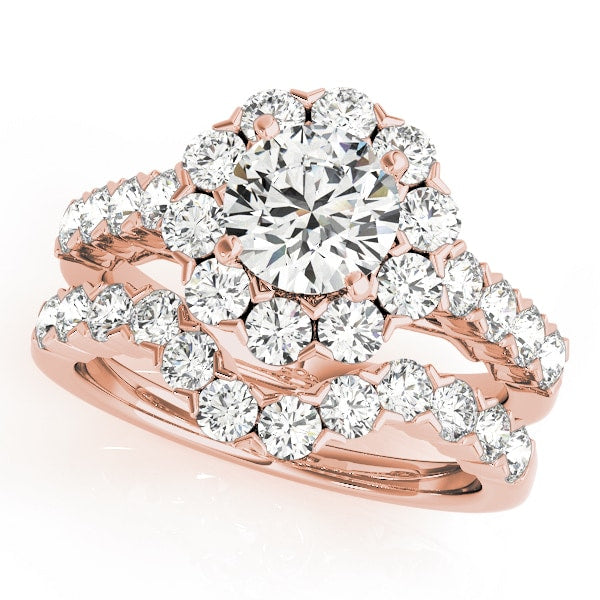 14K Rose Gold 2 1/6 ct tw Halo Diamond Engagement Ring