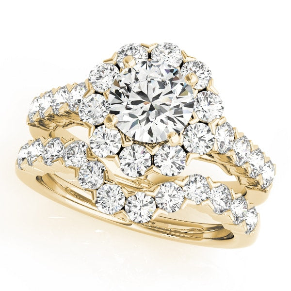 14K Yellow Gold 2 1/6 ct tw Halo Diamond Engagement Ring