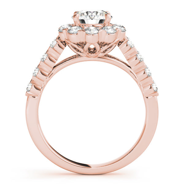 18K Rose Gold 2 1/6 ct tw Halo Diamond Engagement Ring