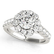 Round Diamond Halo Engagement Ring in Premium Setting