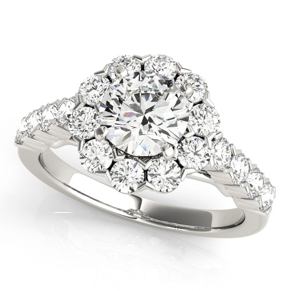 18K White Gold 2 1/6 ct tw Halo Diamond Engagement Ring
