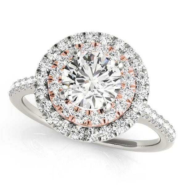 18K Rose Gold 1 3/8 ct tw Halo Diamond Engagement Ring