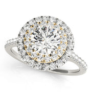 14K Yellow Gold Round Diamond Halo Engagement Ring