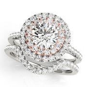 14K Rose Gold 1 3/8 ct tw Halo Diamond Engagement Ring