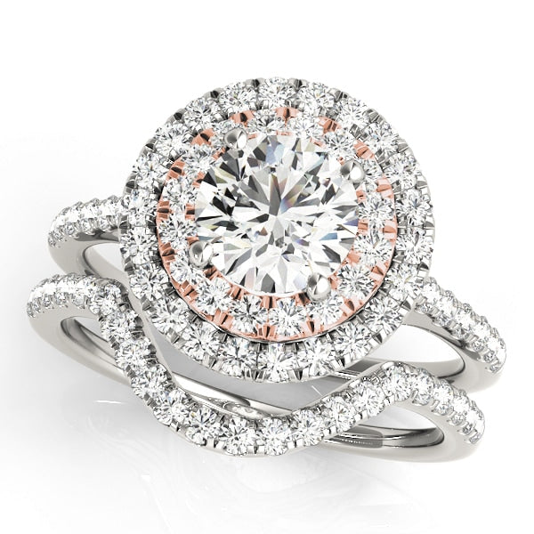14K Rose Gold 1 3/8 ct tw Halo Diamond Engagement Ring