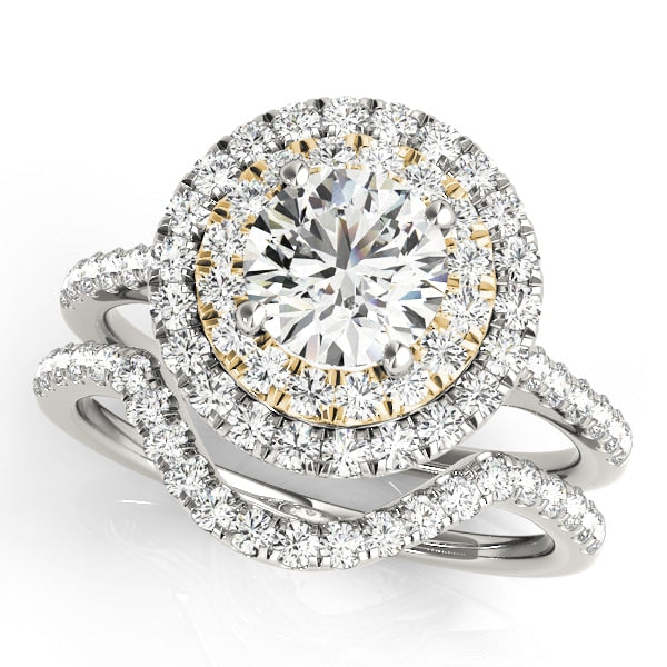14K Yellow Gold 1 3/8 ct tw Halo Diamond Engagement Ring