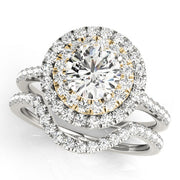 14K Yellow Gold 1 3/8 ct tw Halo Diamond Engagement Ring