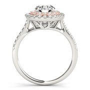 14K Rose Gold 1 3/8 ct tw Halo Diamond Engagement Ring