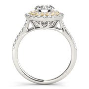 18K Yellow Gold 1 3/8 ct tw Halo Diamond Engagement Ring