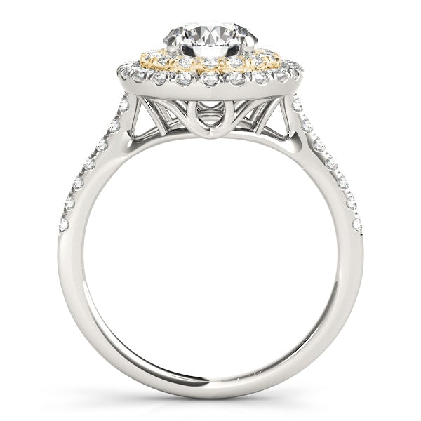 18K Yellow Gold 1 3/8 ct tw Halo Diamond Engagement Ring