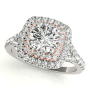 14K Rose Gold 1 1/2 ct tw Halo Diamond Engagement Ring