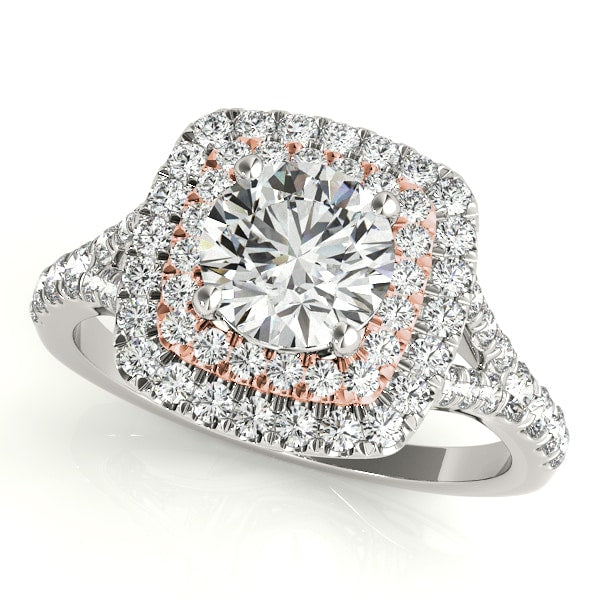 14K Rose Gold 1 1/2 ct tw Halo Diamond Engagement Ring