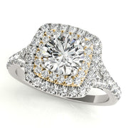 18K Yellow Gold 1 1/2 ct tw Halo Diamond Engagement Ring