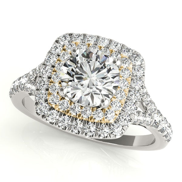 18K Yellow Gold 1 1/2 ct tw Halo Diamond Engagement Ring
