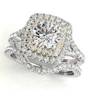 14K Yellow Gold 1 1/2 ct tw Halo Diamond Engagement Ring