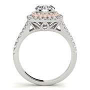 18K Rose Gold 1 1/2 ct tw Halo Diamond Engagement Ring
