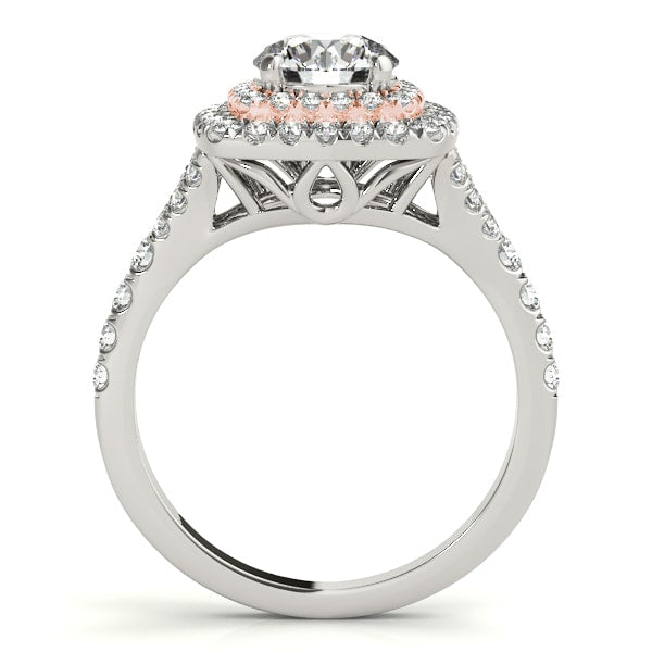 18K Rose Gold 1 1/2 ct tw Halo Diamond Engagement Ring