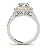 18K Yellow Gold 1 1/2 ct tw Halo Diamond Engagement Ring