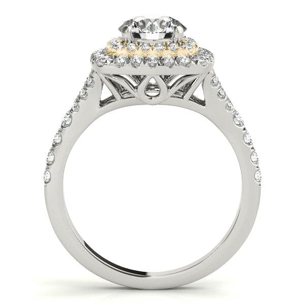 14K Yellow Gold 1 1/2 ct tw Halo Diamond Engagement Ring