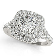14K White Gold 1 1/2 ct tw Halo Diamond Engagement Ring