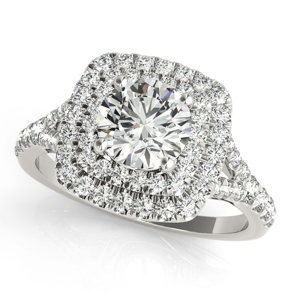 14K White Gold 1 1/2 ct tw Halo Diamond Engagement Ring
