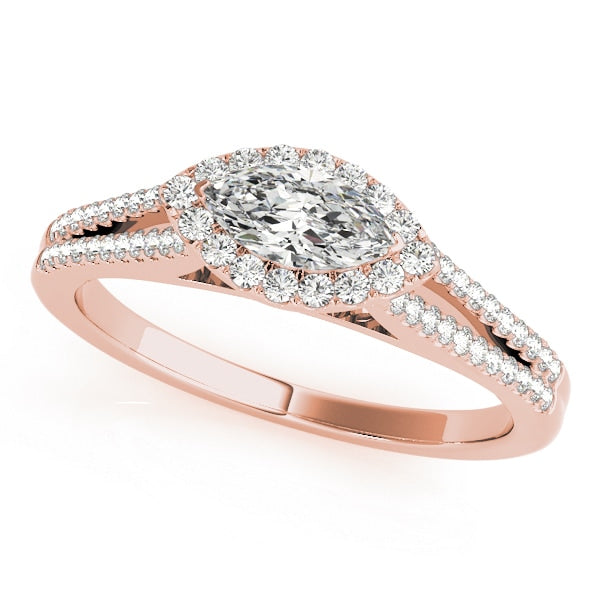 14K Rose Gold 1 1/3 ct tw Halo Diamond Engagement Ring