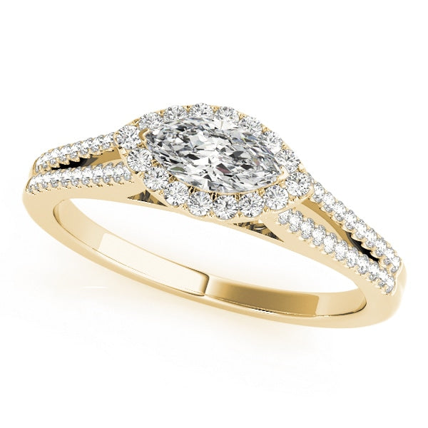 18K Yellow Gold 1 1/3 ct tw Halo Diamond Engagement Ring