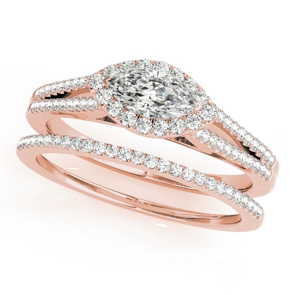 18K Rose Gold 1 1/3 ct tw Halo Diamond Engagement Ring