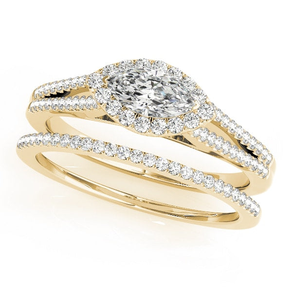 14K Yellow Gold 1 1/3 ct tw Halo Diamond Engagement Ring