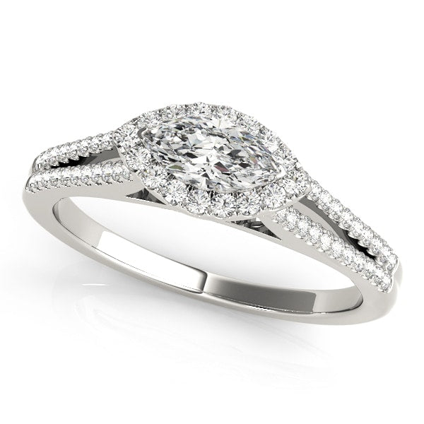 14K White Gold 1 1/3 ct tw Halo Diamond Engagement Ring