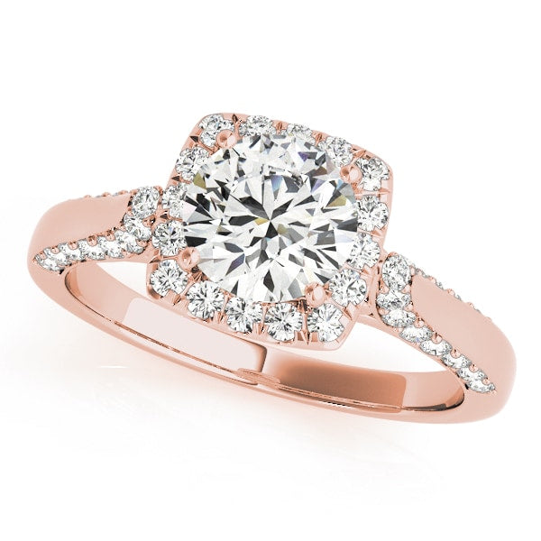 14K Rose Gold 1 3/8 ct tw Halo Diamond Engagement Ring
