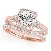 18K Rose Gold 1 3/8 ct tw Halo Diamond Engagement Ring