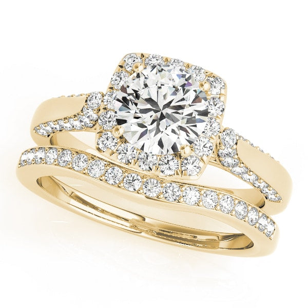 14K Yellow Gold 1 3/8 ct tw Halo Diamond Engagement Ring