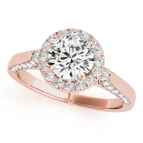 14K Rose Gold 1 CT Diamond Halo Engagement Ring