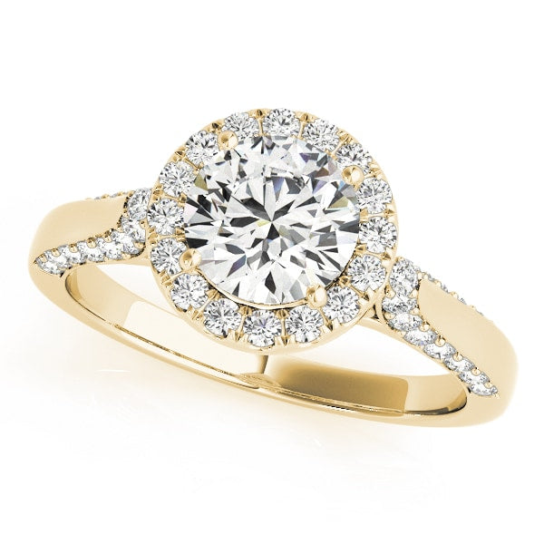 18K Yellow Gold 1 3/8 ct tw Halo Diamond Engagement Ring