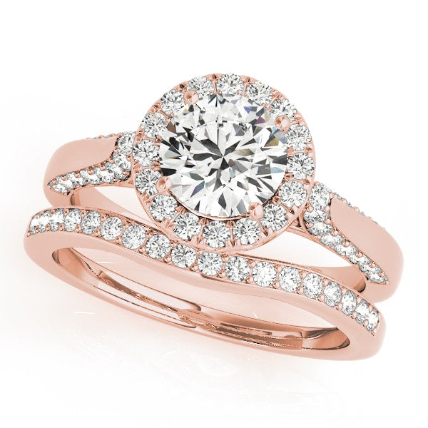 14K Rose Gold 1 3/8 ct tw Halo Diamond Engagement Ring